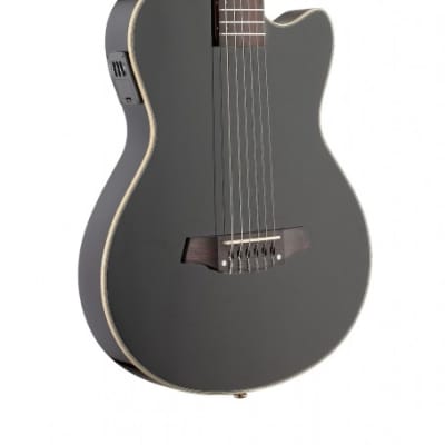 Angel Lopez EC3000CBK Electric Solid Body Classical Guitar with Cutaway Black for sale