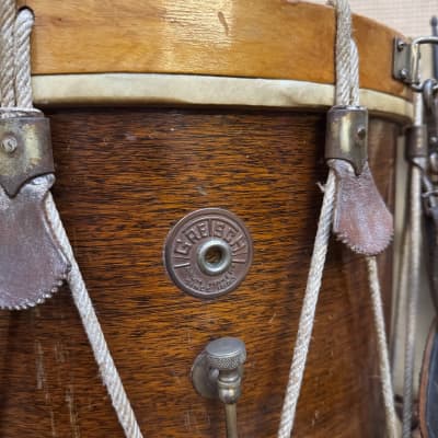 Antique Vintage 1930s 1940s Gretsch Round Badge Rope Tension Marching Snare Drum image 3