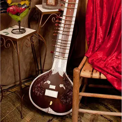 G. Rosul STRFG-2 Fancy Professional Sitar w/Padded Gig Bag, String Set, Mizrab & Tutorial - Blemished* image 8