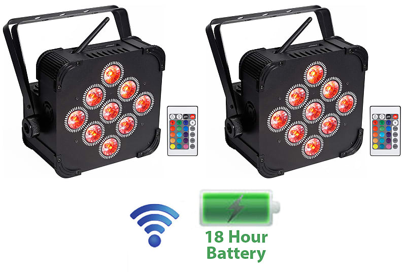 (2) Rockville BEST PAR 60 Rechargable Par Can Wash Lights Reverb