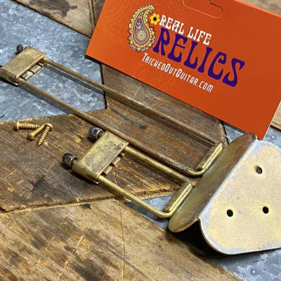 Real Life Relics Replacement Frequensator Split Tailpiece For Epiphone Guitars Aged Gold    [AA8] image 2