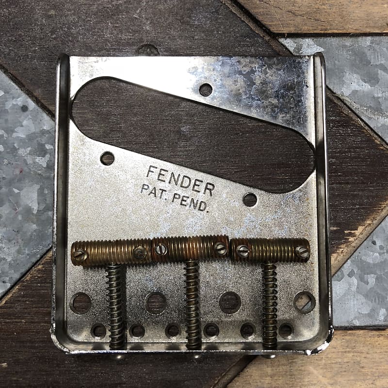 Real Life Relics Fender® Aged Nickel Pat Pend Vintage Telecaster® Bridge  with Aged Threaded Steel Saddles (ICL. #0056038049){D5}