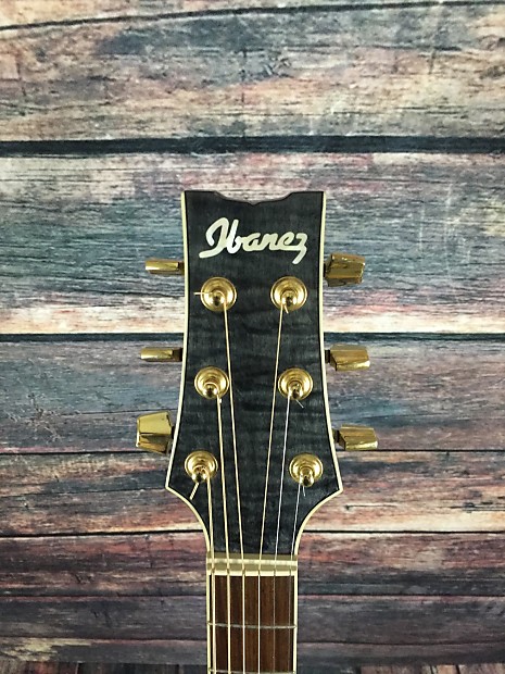 Ibanez A200E arched back acoustic electric Trans Black with hard shell case
