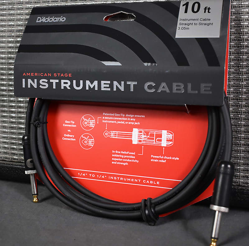 D'Addario PW-AMSG-10 American Stage 1/4" TS Straight Instrument Cable 10' image 1