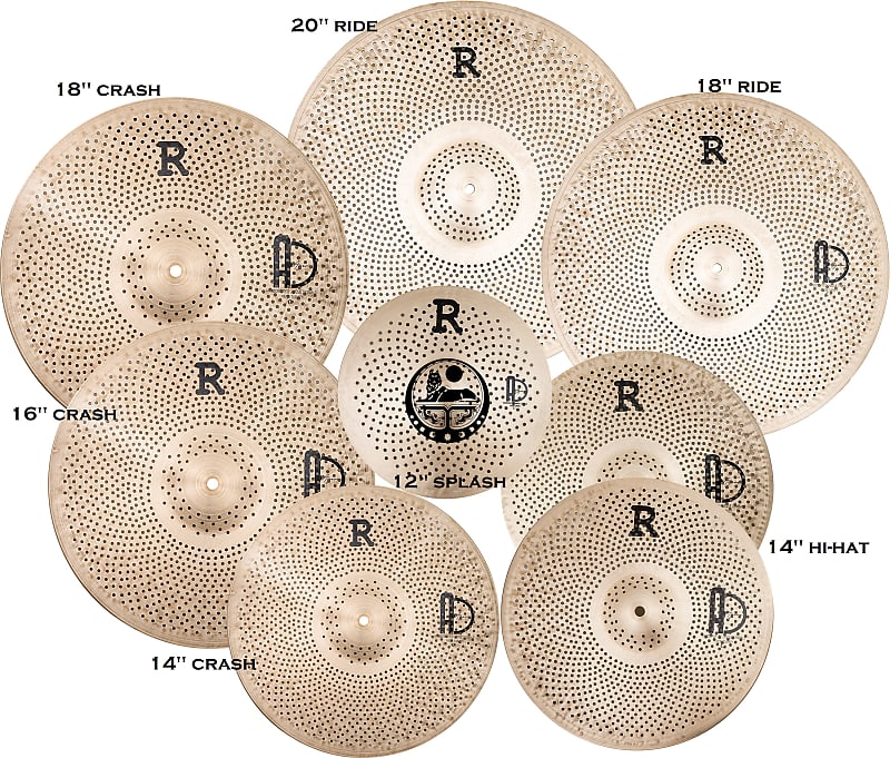 Agean Cymbals R-Series Low Volume Multi-3 Cymbal Pack Box Set (14HH/14+16+18CRS/18+20R/12SP) image 1