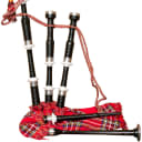 Roosebeck Full Size Sheesham Bagpipe Black Finish with Red Tartan Cover