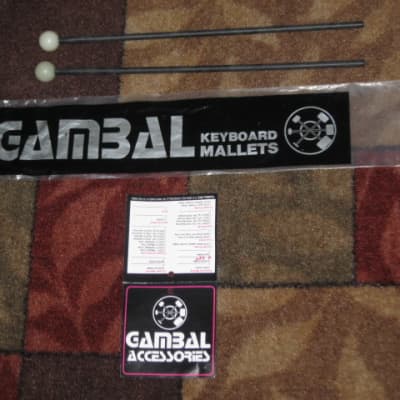 one (new old stock) pair Gambal Manufacturing GPN (UG13GPNXX) Bells, Xylophone Percussive Keyboard MALLETS, 1 inch White Hard Acrylic Ball Heads with Black Synthetic Shafts, with original packaging - from 1990s - early 2000s image 1