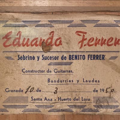 Eduardo Ferrer 1950 - extremly nice guitar from Granada  -  lightweight with cool old world sound - video! image 12