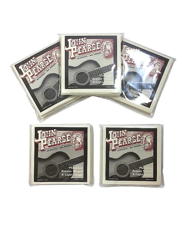 John Pearse Guitar Strings 5 Pack Acoustic Extra Light 500XL Phos