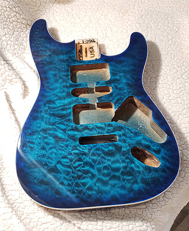 USA made,Double bound Alder body in Blueberry clouds with beautiful quilt maple top.Made for a Strat body# BBC-1. image 1