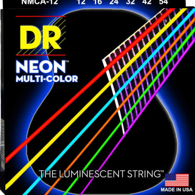 DR NEON NMCA12 Light Coated Phosphor Bronze Acoustic Strings, Mulit-Colored image 3