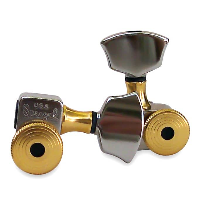 Sperzel Accent Trim Lock Tuners, 3 Per Side, Nickel with Gold Accents image 1