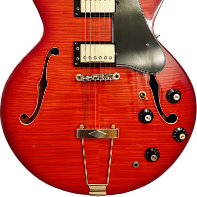 Ventura ES-335 Style  Semi Hollow Flame Maple 3 Piece Maple Neck OHSC 1973-74 - Trans Red image 2