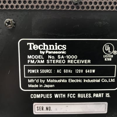 Technics SA-1000 FM/AM Stereo Receiver 330 W Per Channel image 6