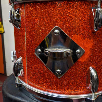 Rare! 1960s Gretsch Round Badge 9 x 13" Tangerine Sparkle Tom #1 - Looks And Sounds Great! image 3