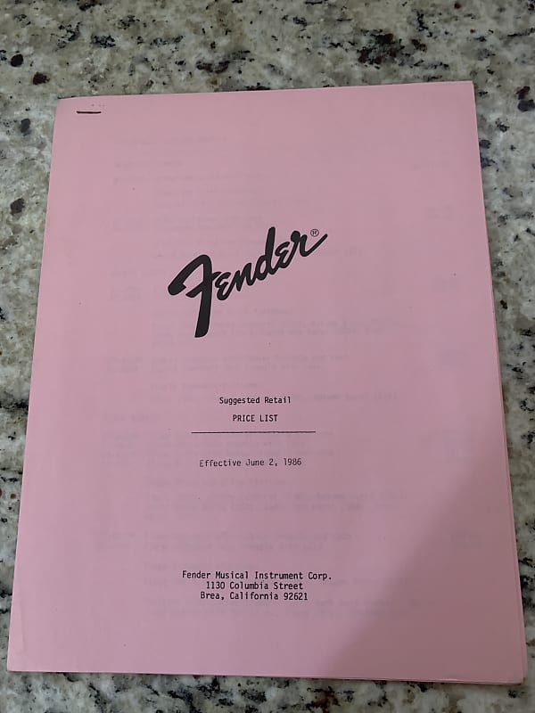 Fender Guitar Price List 1986 Reverb