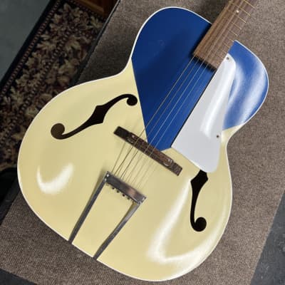 Silvertone Kentucky Blue 1950s Archtop with Dave Grohl magazine and Vintage Kluson Deluxe tuners image 2