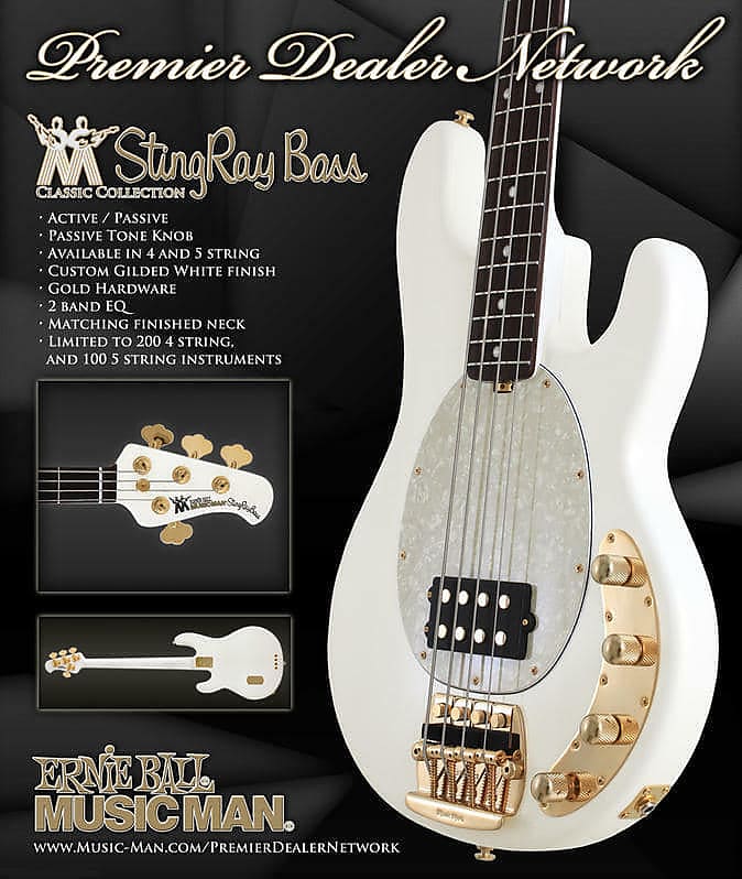 Music Man Musicman Stingray 4H Limited Edition Gilded White