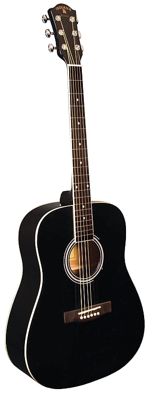 Indiana S-SCOUT-BK Dreadnought Spruce Top 6-String Acoustic Guitar - Black image 1