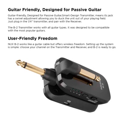 NUX Mighty Lite BT Desktop Bluetooth Guitar Amp w/ B-2 Black 2.4 GHz Digital WL Instrument System image 6