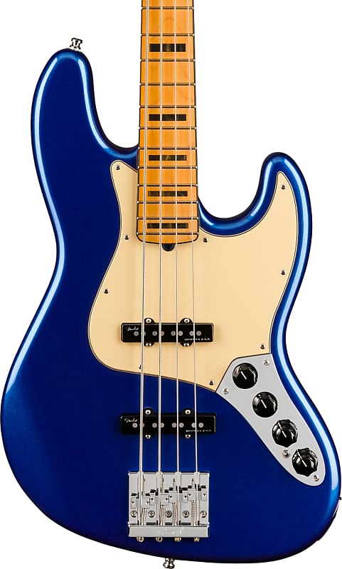 Fender American Ultra Jazz Bass Guitar, Maple Fretboard, Cobra Blue w/ Case image 1