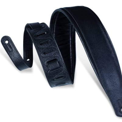 Levy's 3in Wide Black Garment Leather Guitar Strap image 1