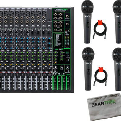 Mackie ProFX16v3 16 Channel 4-bus Professional Effects Mixer with USB w/ Cleaning Cloth, 4 Microphones and XLR Cables image 2