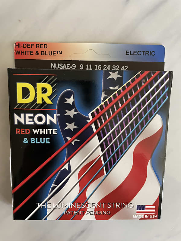 DR NUSAE-9 Neon Hi-Def Electric Guitar Strings - Light (9-42) 2010s - Red/White/Blue image 1