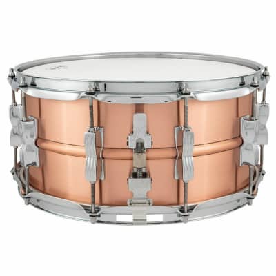 Ludwig LC654B Acro Copper 6.5"x 14" Snare Drum, Brushed Copper with Twin Lugs image 2
