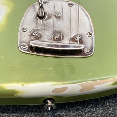 MJT Jazzmaster Left Handed - Vintage green over polar white relic Mystery Neck image 7