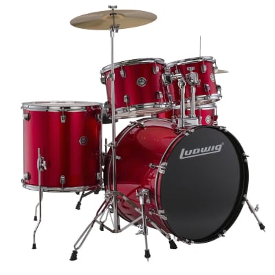 Ludwig Accent Drive 5-Piece Complete Drum Set - 22&quot; Bass (Red Sparkle)(New) image 1
