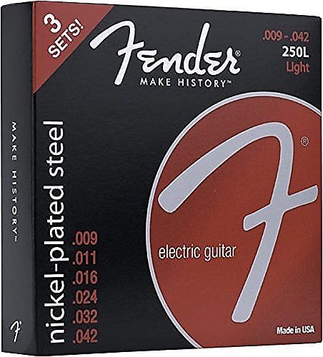 (PACK OF 3) Fender Super 250's Electric Guitar Strings - 250L, LIGHT,  9-42 image 1