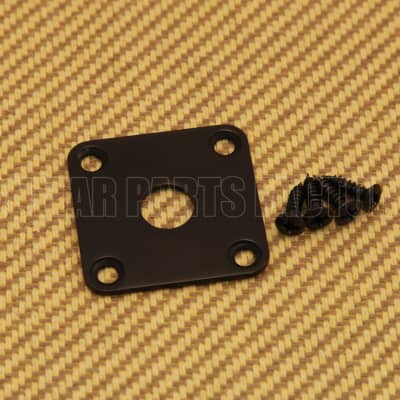 FSJP-B Black Flat Square Metal Jack Plate For Guitar or Bass with Screws for sale