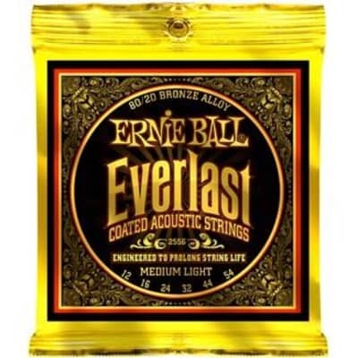 Ernie Ball 2554 Everlast Coated 80/20 Bronze Acoustic, Medium, 13-56 for sale
