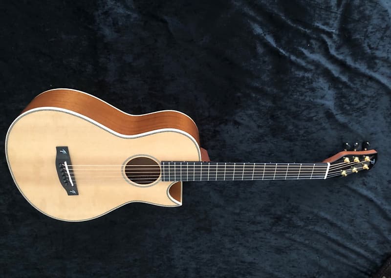 New Terry Pack PLMS acoustic parlour guitar, solid mahogany back / sides, Sitka top, 45mm wide  nut image 1