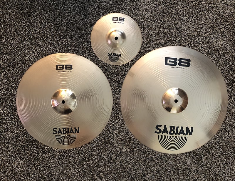 Sabian 8” splash, 15" & 17” B8 Thin Crash Cymbal 1990 - 2010 - Natural image 1