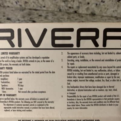 Rivera Warranty Card 80’s-90’s image 4