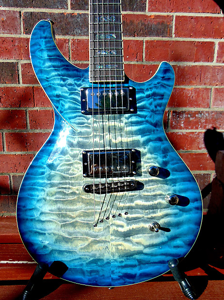 DBZ Diamond  Monarch EX IB Ice Blue Burst Quilt Top Electric Guitar and FREE HARDSHELL CASE image 1