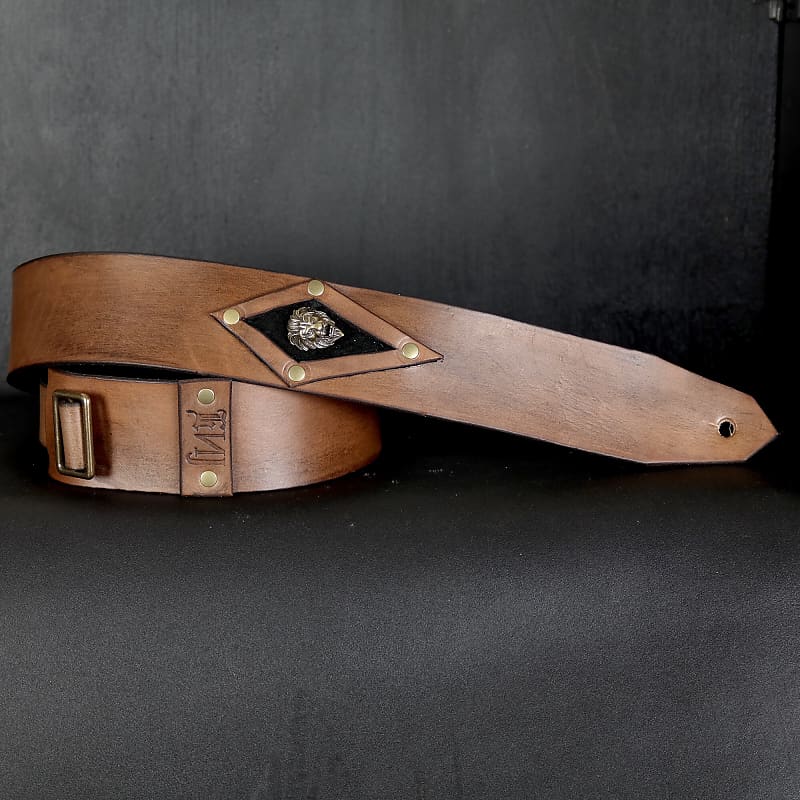 BELT & STRAP cintura in Vera Pelle di toro Marrone Scuro 4 cm, fibbia Round  Ottone