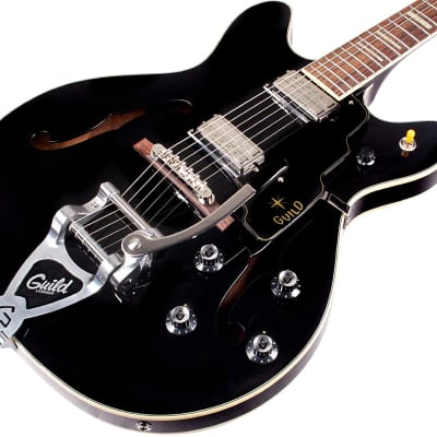 Guild Starfire V - Semi Hollow Body Electric Guitar with Case - Black image 4