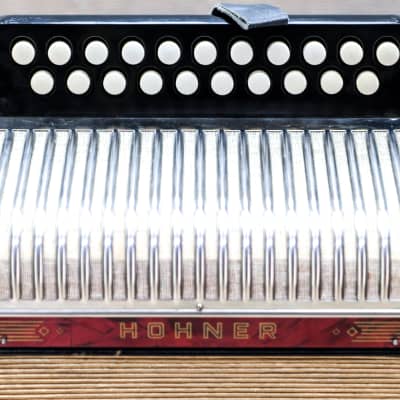 Hohner Erica 2-Row 8-Bass 21-Treble Button G-C Red Diatonic Accordion w/Case image 6
