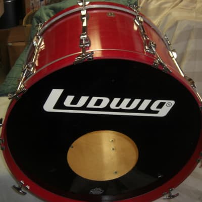 Ludwig Classic Maple 90s Flame Red Shadow Bass Drum 24X16, looks and sounds Great! image 9