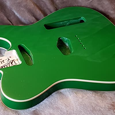 My Last Poplar body, bound on top and back in Kermit green made for a Tele neck. image 5