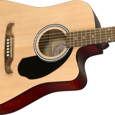 Fender FA-125CE Dreadnought Acoustic Electric Guitar, Walnut FB, Natural image 7