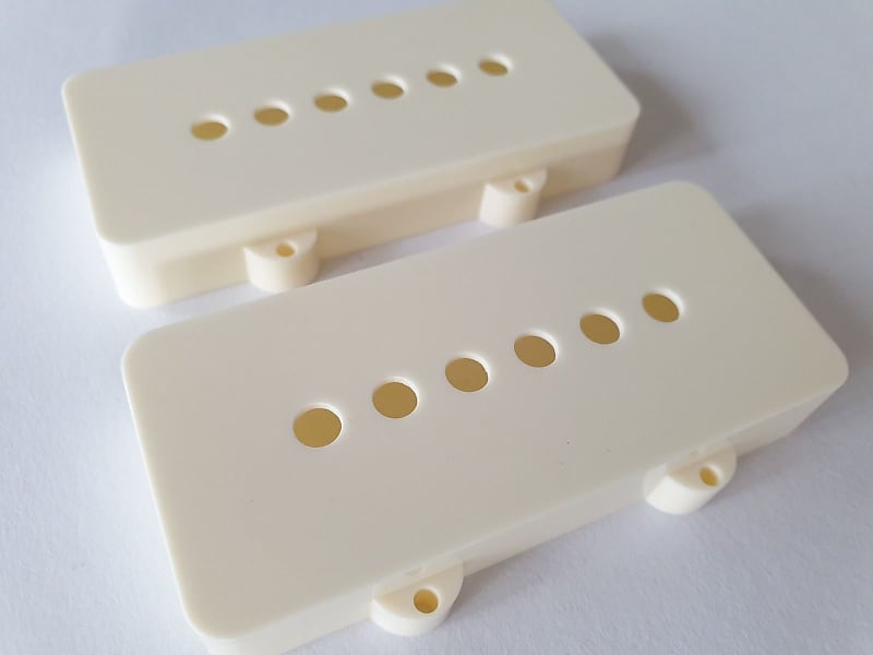 Set of 2 Jazzmaster 62 & 65 RI pickup covers parchment fits fender image 1