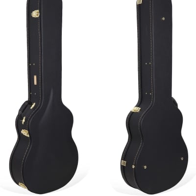 Crossrock Acoustic Bass Guitar Hard Case, Vinyl Leatherette With a Semi-Vintage Look, Black image 1