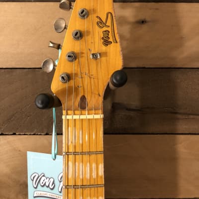 Von K Guitars S-Time BSBF Stratocaster F Hole Aged Butterscotch Blond Nitro image 6