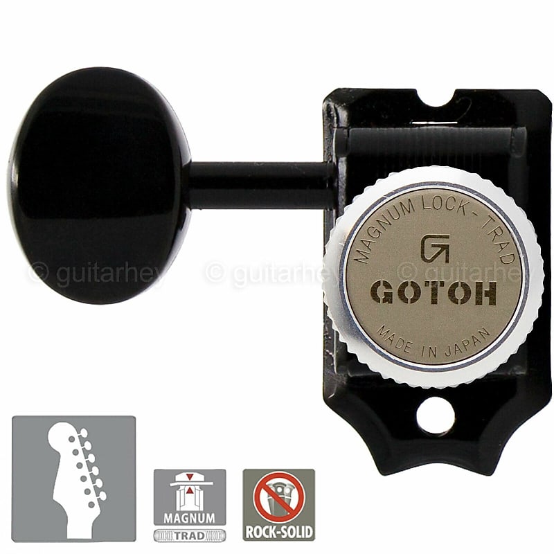 NEW Gotoh SD91-05M MGT Locking Tuners STAGGERED 6 in line LEFT-HANDED - BLACK image 1