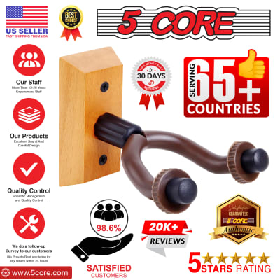 5 Core Guitar Wall Mount Guitar Hanger Wall Hook Holder Sturdy Hardwood for Acoustic Electric Guitar Bass Banjo Mandolin- GH WD 1PC image 16