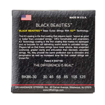 DR Strings Black Beauties Black Colored Bass Strings: 6-String Medium 30-125 image 5
